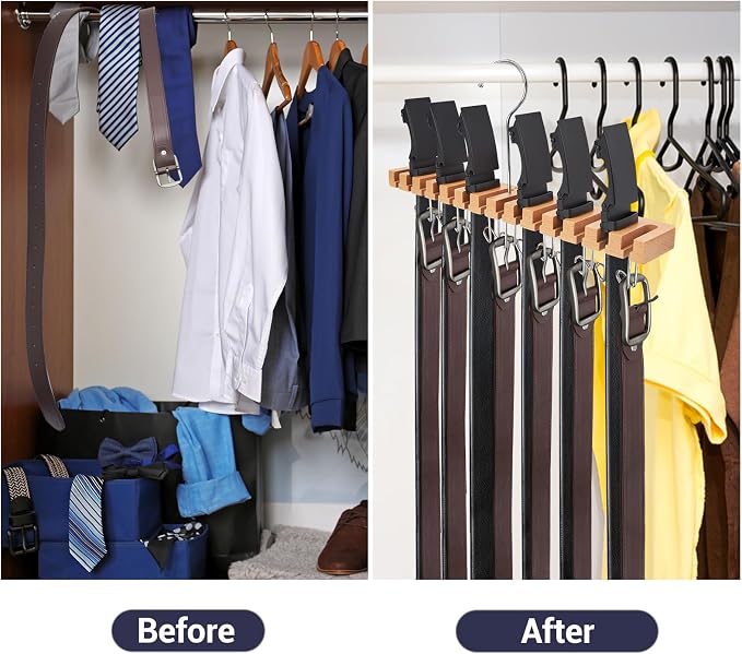 Belt Hanger Organizer for Closet: Ohuhu 2 in 1 Wall Mount Hanger 14 Slots+13 - Image 7