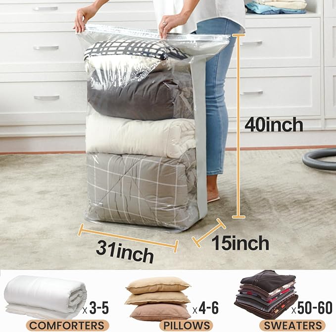 TAILI 10 Pack Vacuum Storage Bags, Jumbo Cube Space Saver Bags, Extra Large - Image 2