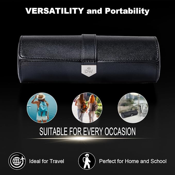 DUKWIN Watch Roll for 3 Watches, Vegan Leather Travel Watch Case Organizer - Image 8