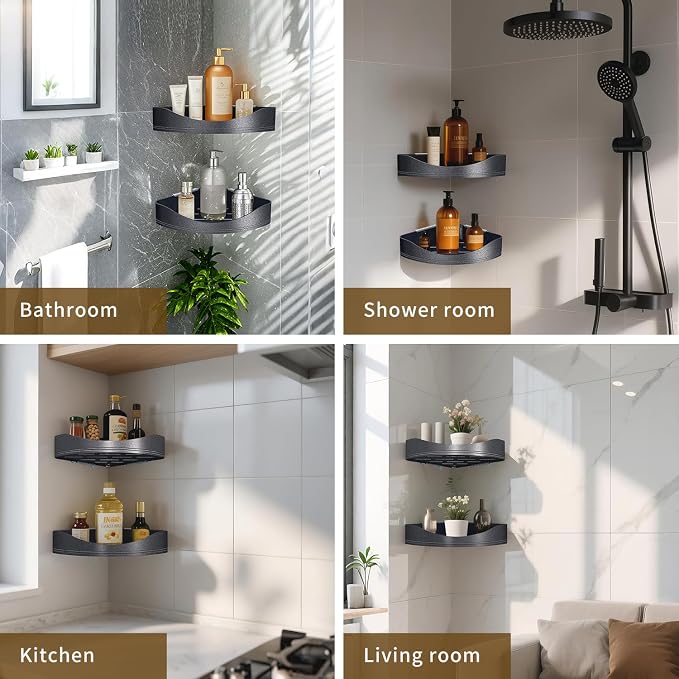 Luxury Corner Shower Shelves, 2-Tier Corner Caddy Organizer - Image 6