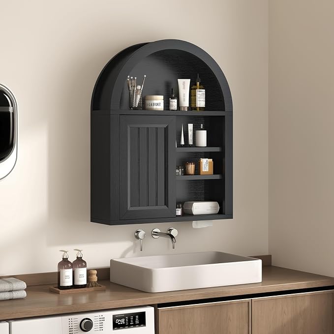 Arched Bathroom Wall Cabinet, 23.6 x 30.3'' Over The Toilet Cabinet by UPOSOJAWishesYouaNiceDay