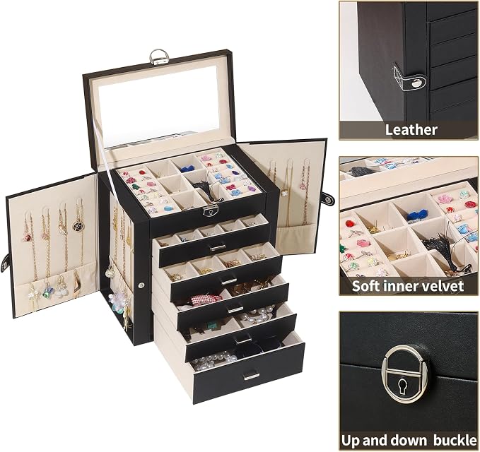 BOOVO Jewelry Box For women, 6 Layer Large Jewelry Organizer - Image 2