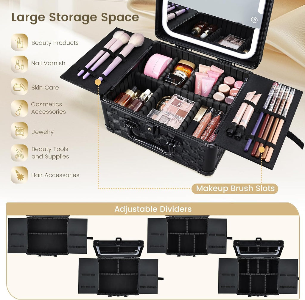 Makeup Bag with LED Mirror – Hard Makeup Case with Lighted Mirror