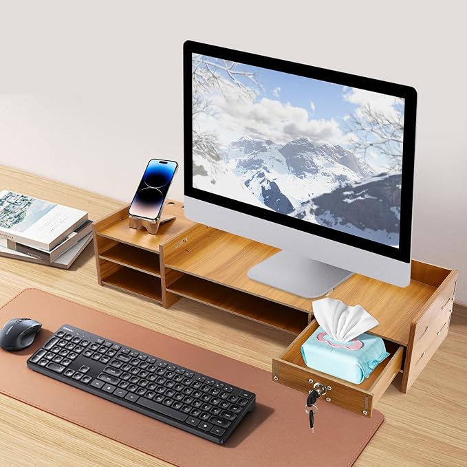 Wood Computer Monitor Stand for Desk Monitor Riser - Image 3