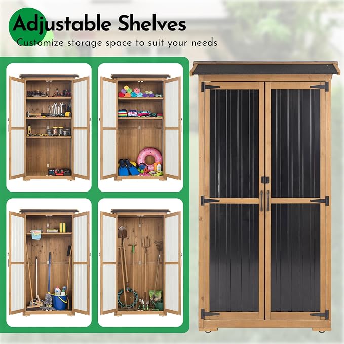 Large Outdoor Storage Cabinet, Wood Outdoor Storage Shed - Image 7