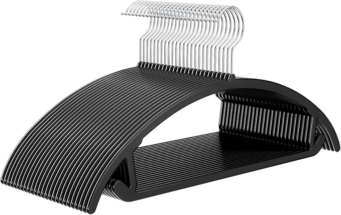MIZGI Premium Plastic Hangers Heavyduty- Black No Shoulder Bump Suit Hangers by MIZGI
