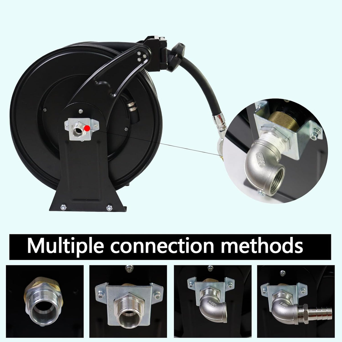 Fuel Hose Reel,3/4"X50' Retractable Ratchet Spring Driven Diesel Hose