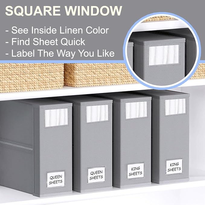 Bed Sheet Organizers and Storage 4 Pack, Foldable Linen Closet Organizer - Image 2