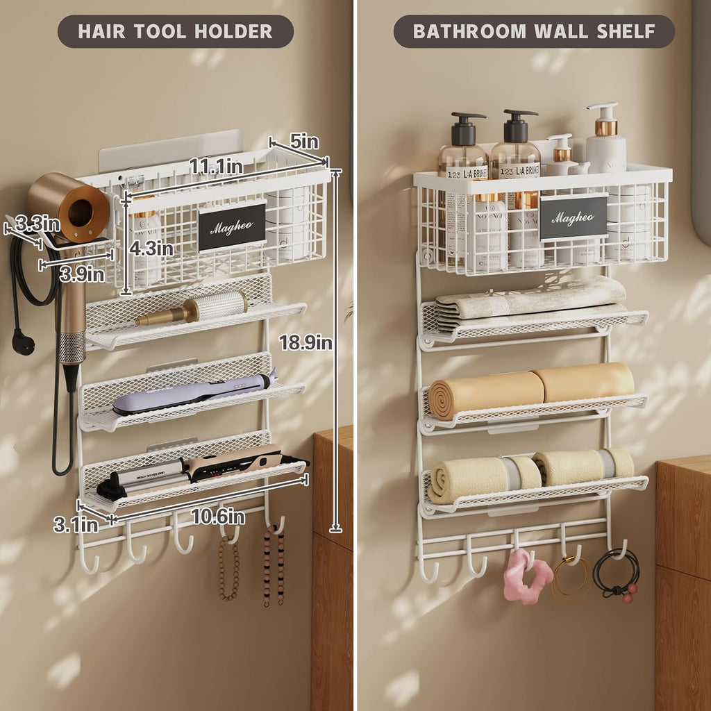 Magheo Hair Dryer Holder Wall Mounted, Adheisve Hair Tool Organizer