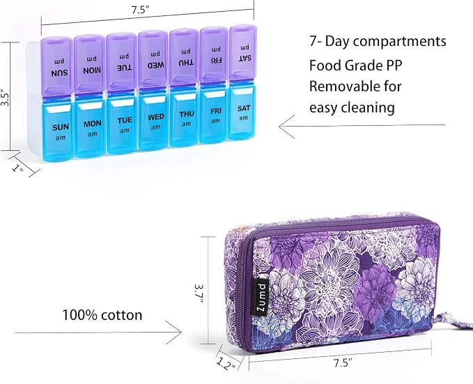Weekly Pill Organizer 2 Times a Day, Zumd Pill Box 7 Day - Image 3