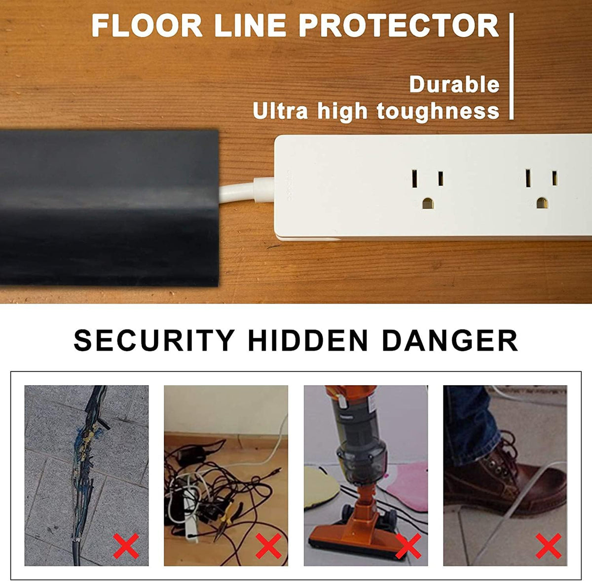 20Ft Floor Cord Cover Silicone Cable Protector Easy to Install Wire