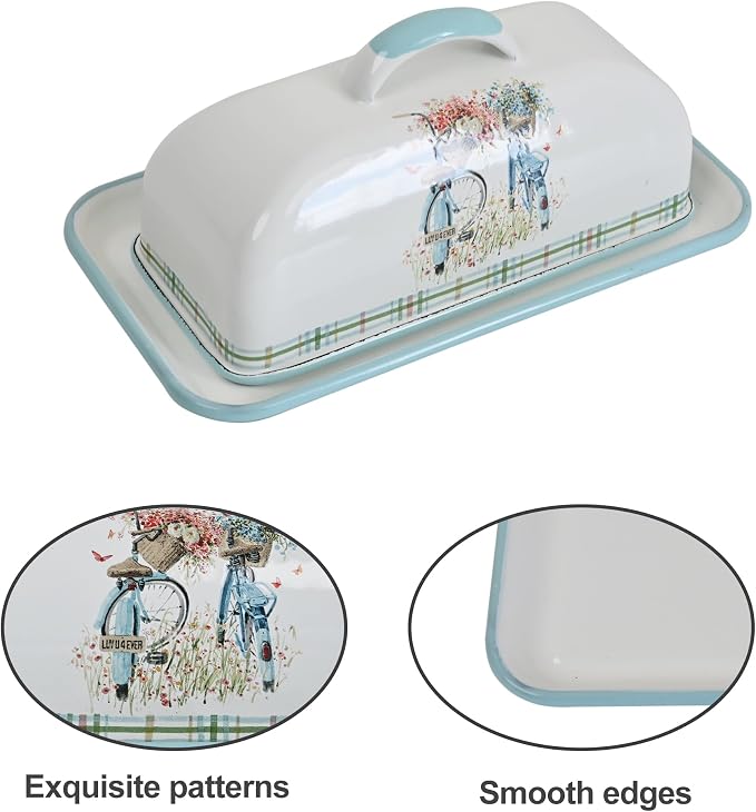 Enameled Farmhouse Vintage Butter Dish - Image 4