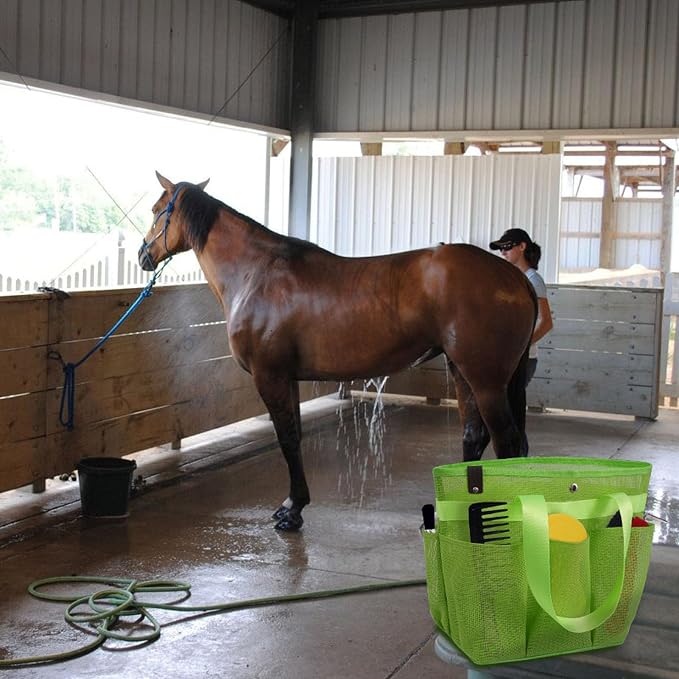 Mesh Horse Grooming Tote Bag Breathable Waterproof, 6 Pockets Horse Grooming - Image 6
