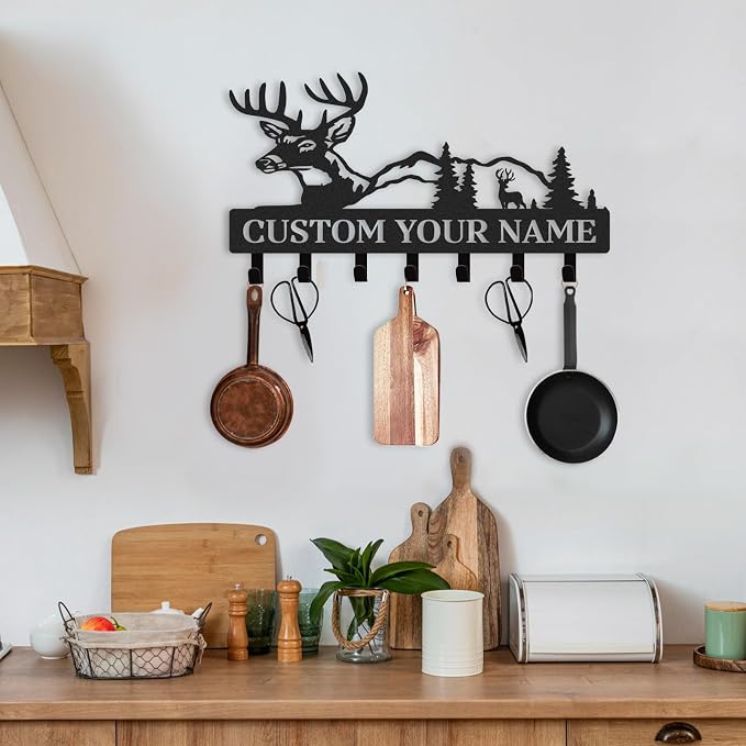 Personalized Key Holder for Wall, Custom Metal Deer Key Hooks - Image 8