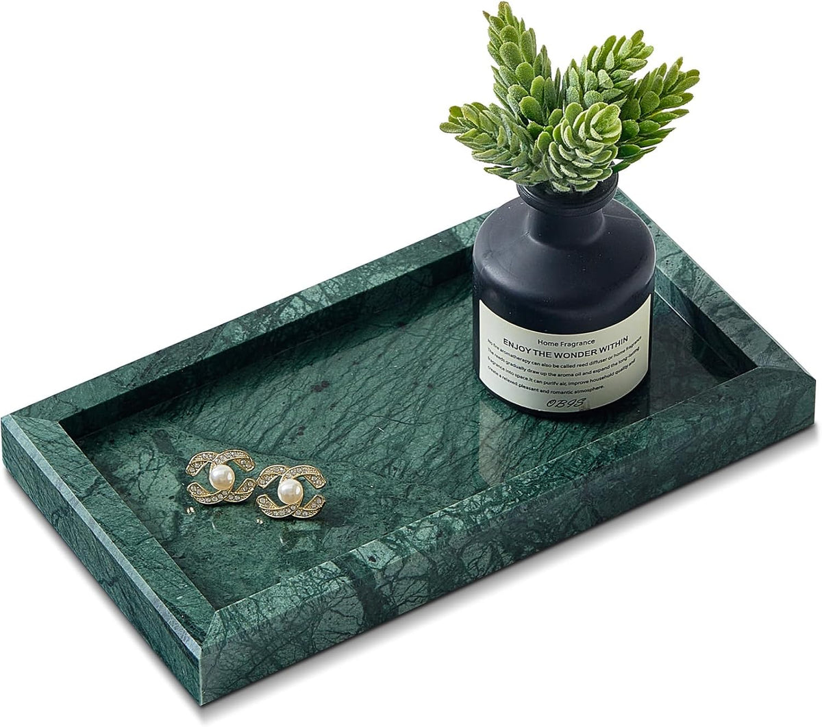 Natural Small Marble Vanity Tray, Luxury Stone Organizer for Bathroom