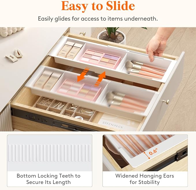 Lifewit 2 Pack Sliding Makeup Drawer Organizer Trays - Image 7