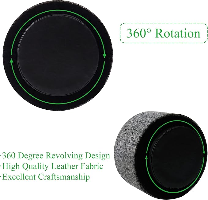 lizimandu Round Leather Art Supply Organizer, Remote Control Holder, 360 Degree - Image 4