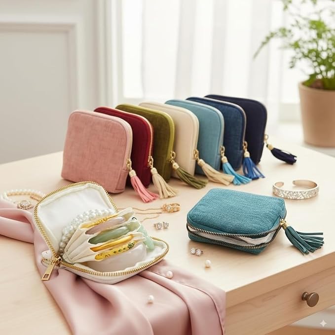 Travel Jewelry Case, Portable Jewelry Storage Bag, Compact Foldable Five - Image 4
