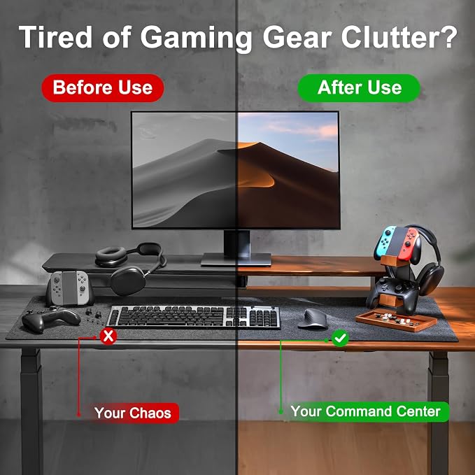 Solid Wood Controller Holder and Headphone Stand, Gaming Controller Stand - Image 2