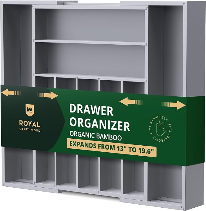 ROYAL CRAFT WOOD Luxury Bamboo Kitchen Drawer Organizer by RoyalCraftWood