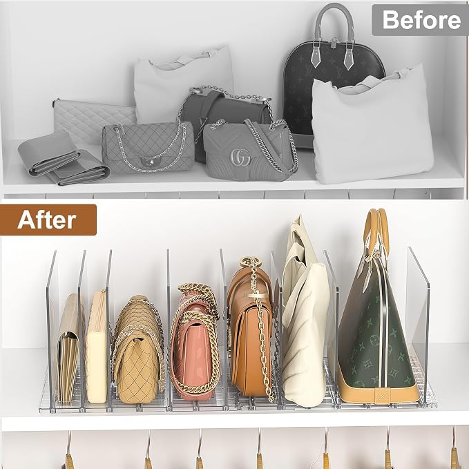 GoMaihe Bag & Purse Organizer for Closet: 4 Sets Adjustable Clear Handbag - Image 4