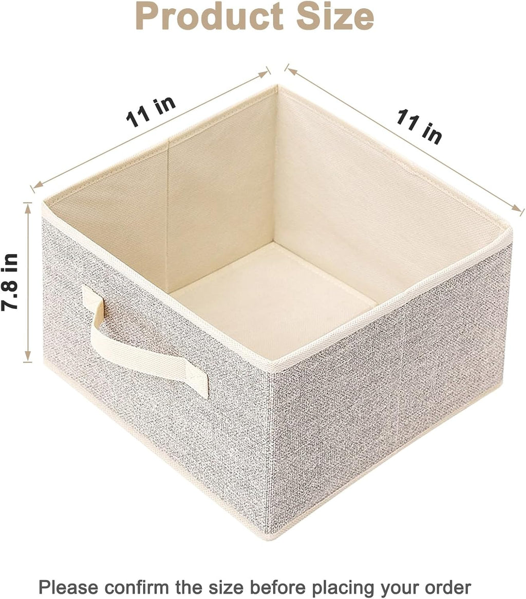 Storage Baskets, 11-Inch Woven Fabric Bins, Storage Cubes with