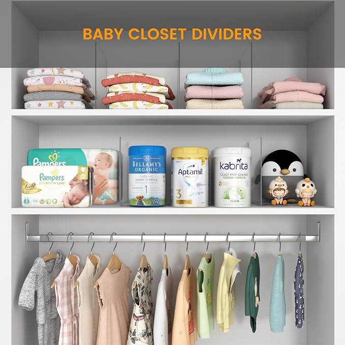 OKPOW Acrylic Shelf Dividers for Closet Organization: 8 Pack Tall Durable Clear - Image 9