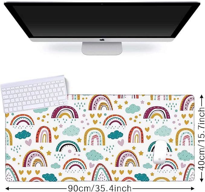 Rainbow in Cartoon Gaming Mouse Pad XXL Large Desk Mouse Pad Keyboard Mat - Image 2