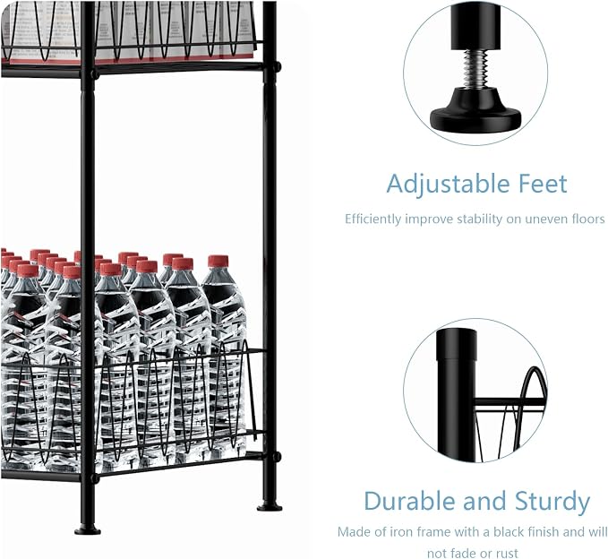 smusei Water Bottle Organizer Rack 4 Tier Free Standing Bottled Water Storage - Image 4