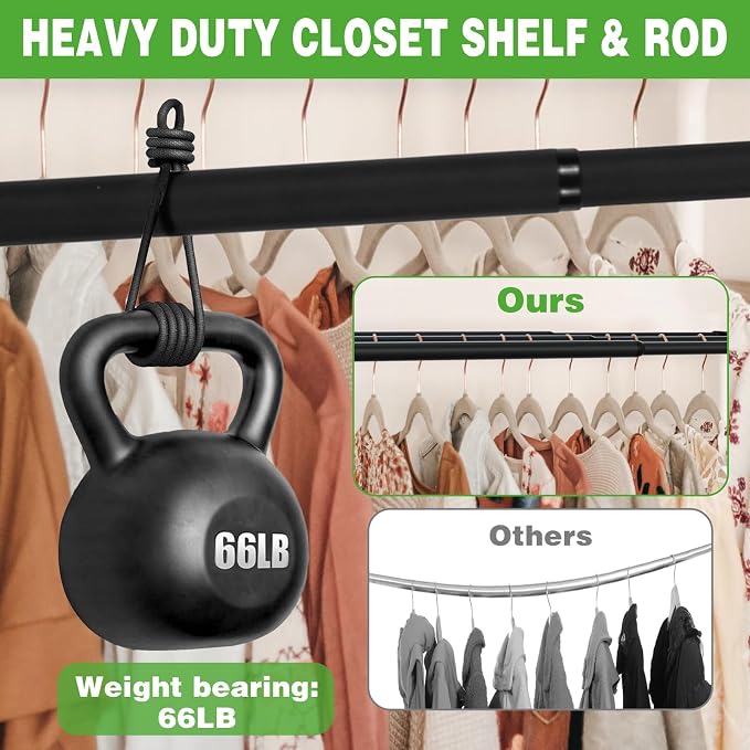 Expandable Closet Shelf, 16-67 Inches Metal Closet Rod Organizers and Storage - Image 4