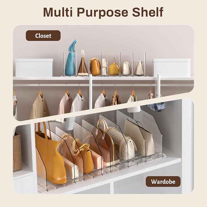 Purse Organizer for Closet, Adjustable Clear Handbag Storage Holder, Acrylic - Image 5