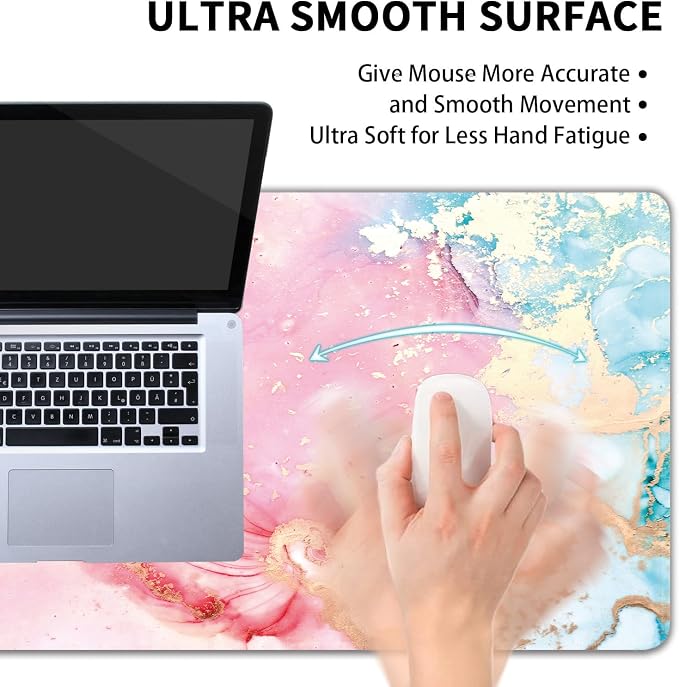 Cute Pink Marble Large Mouse Pad, Gaming Keyboard Desk Pad, Extended Mouse Mat - Image 5