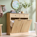 Modern Double Tilt-Out Laundry Hamper Cabinet, 20 Gallon Fluted Trash Can by IFBUYFarmhouseFurniture