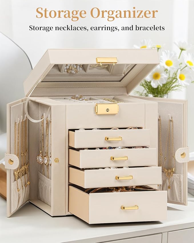 TORIBIO Jewelry Box for Women, Leather Jewelry Organizer - Image 3