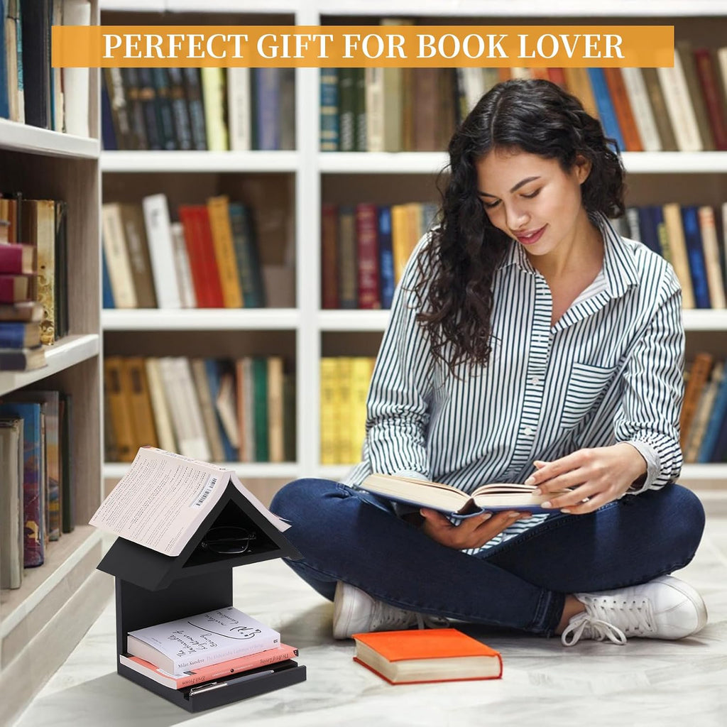 Wall Mounted Wood Bookcase, Small Bedside Bookshelf, Wooden Triangle