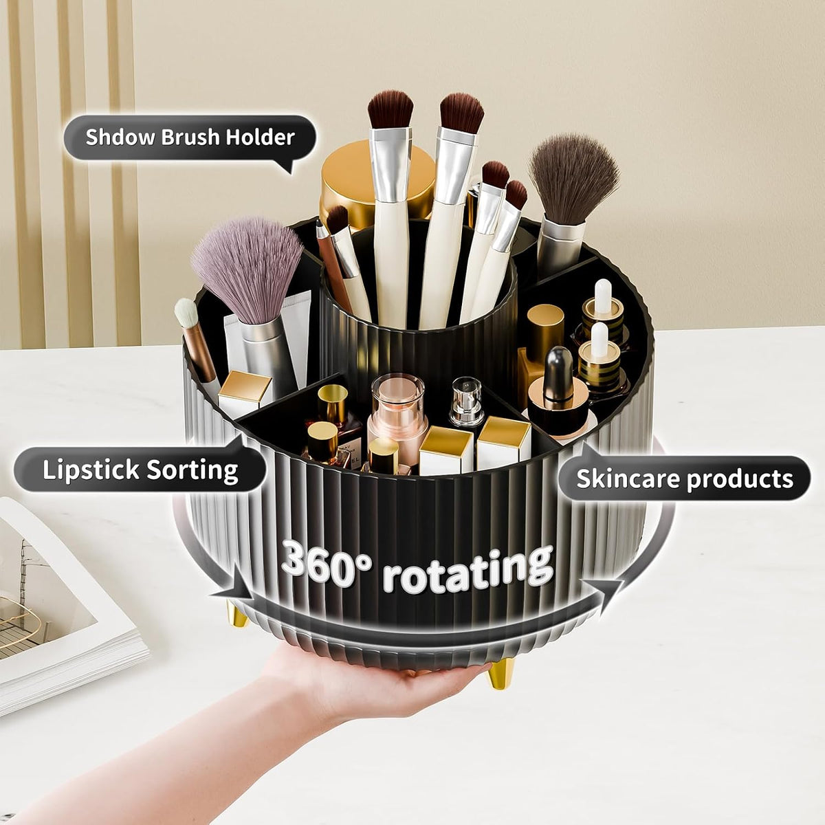 fanado 360° Rotate Makeup Brush Holder Organizer, Makeup Organizers