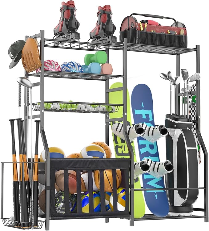 Garage Sports Equipment Organizer, Strong Load Bearing Golf Bag Organizer by HomeOrganization