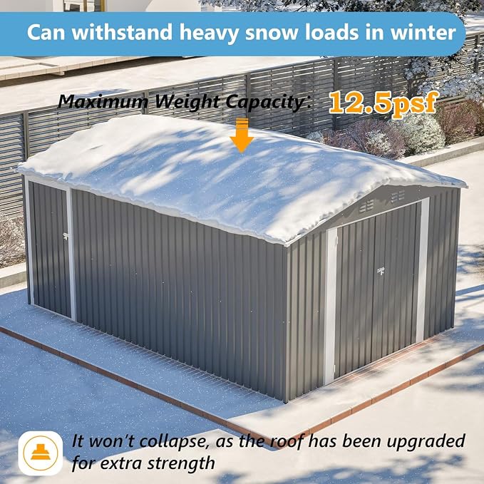 14x10 FT Outdoor Metal Storage Shed - Image 7