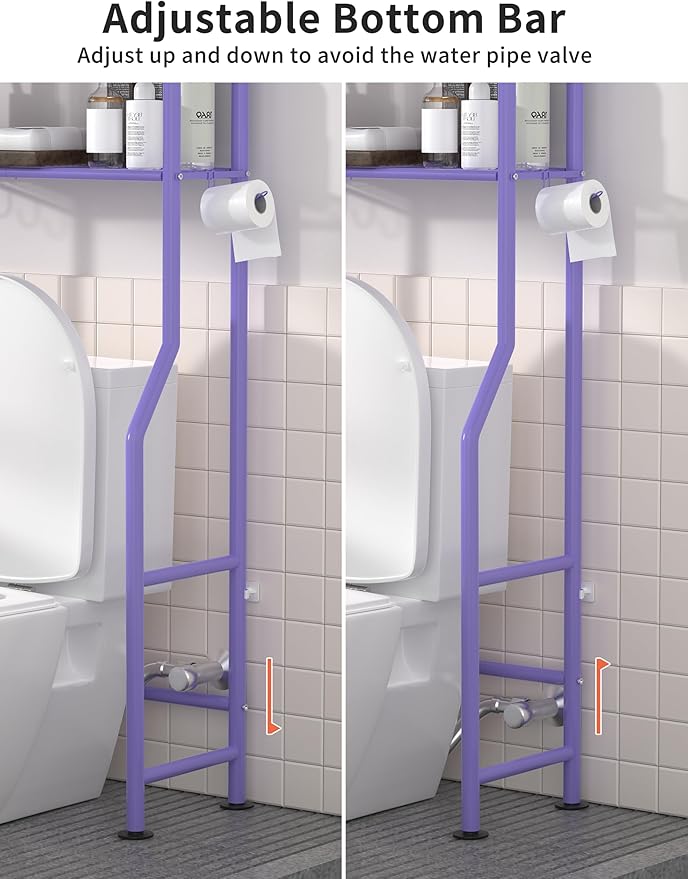 3-Tier Over The Toilet Storage, Freestanding Metal Bathroom Shelves - Image 4