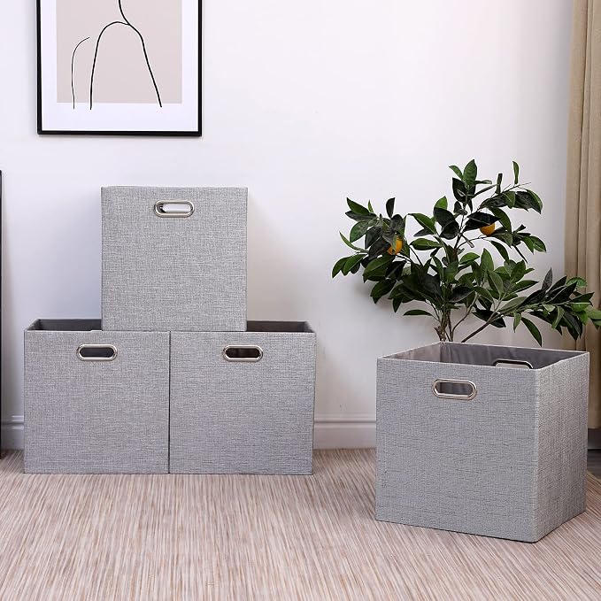 Cube Storage Bins 13×13x13 Inch Linen Foldable Box - Image 7