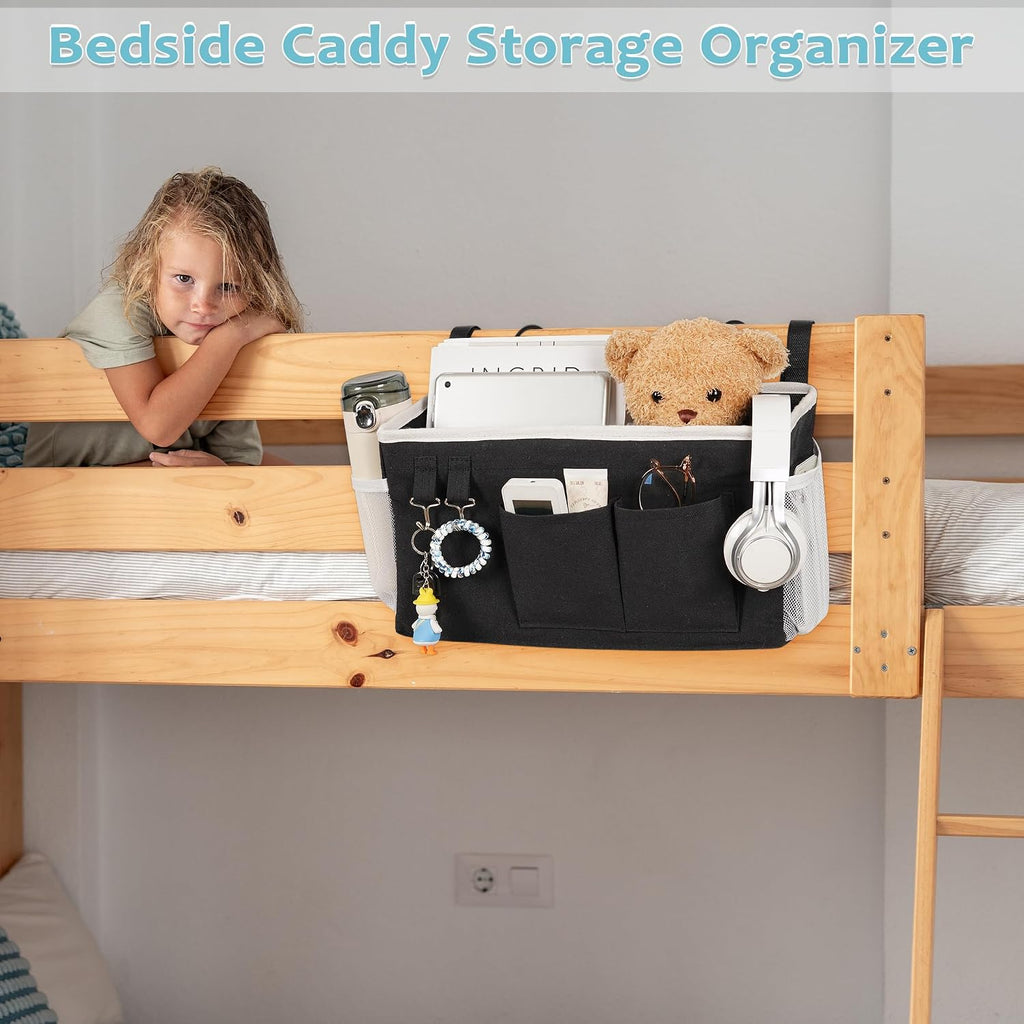 Bedside Caddy, Bedside Storage Bag Hanging Organizer for Bunk Dorm Bed