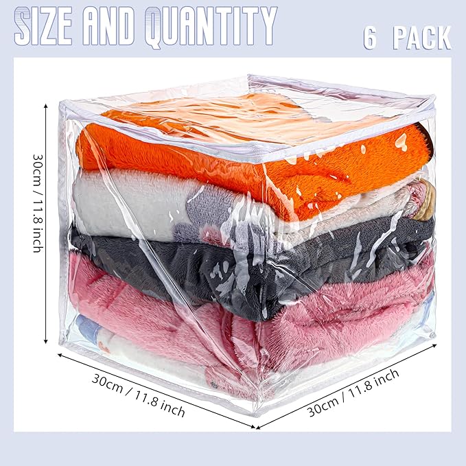 6 Packs Clear Zippered Storage Bags Sweater Moth Bags Plastic Storage - Image 2