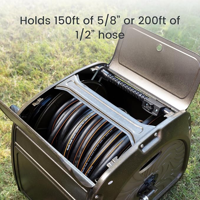 Giraffe Tools SW5 Metal Hose Reel Box, Heavy Duty Garden Hose Storage Reel - Image 3