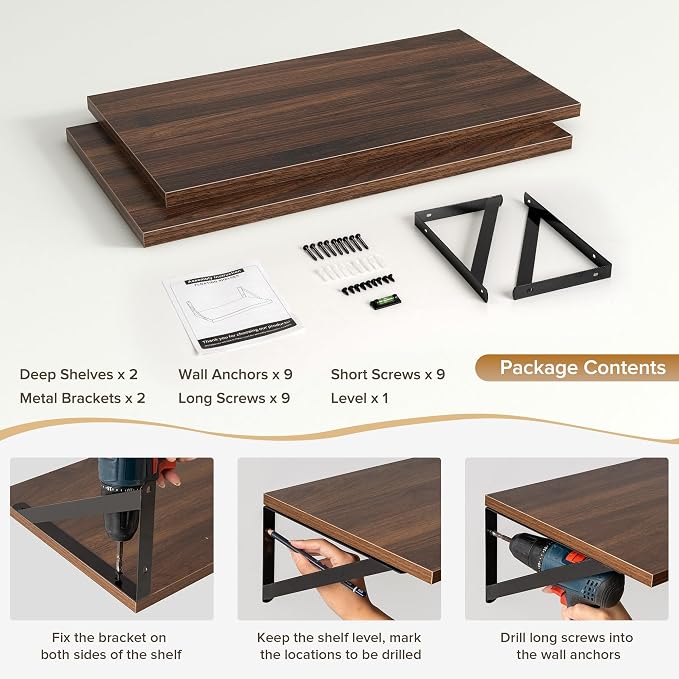 Deep Floating Shelves Wall Mounted, Living Room, Office - Image 5