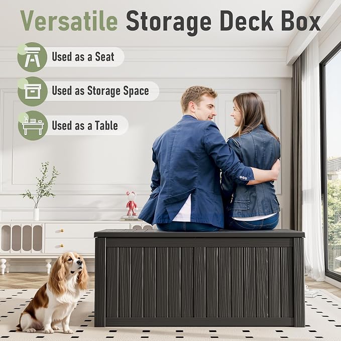 120 Gallon Outdoor Storage Box, Resin Deck Boxes Outdoor Waterproof - Image 6