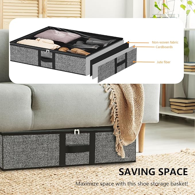 homyfort Under the Bed Shoe Organizer Fits 12 Pairs and 4 Pairs Boots, Sturdy & - Image 3