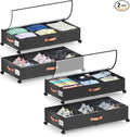 Under Bed Storage with Wheels, 4 Pack Under Bed Storage Container with Dividers by Unknown