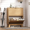 Shoe Cabinet Storage for Entryway with 2 Flip Drawers, Fluted Narrow
