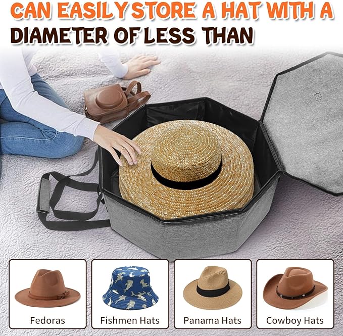 Boczif Hat Storage Box for Women and Men, Hat Storage bag for Travel Collapsible - Image 2