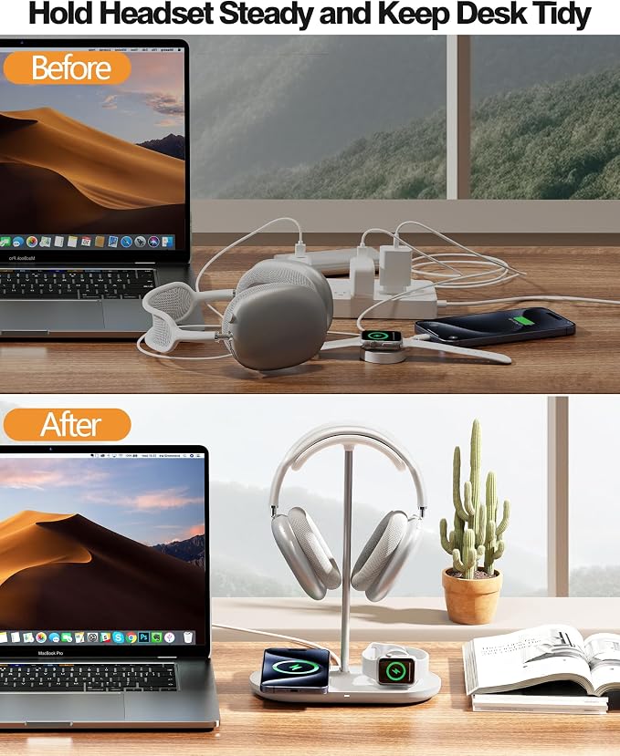 Universal Headphone Stand, Magnetic Wireless Charger - Image 5